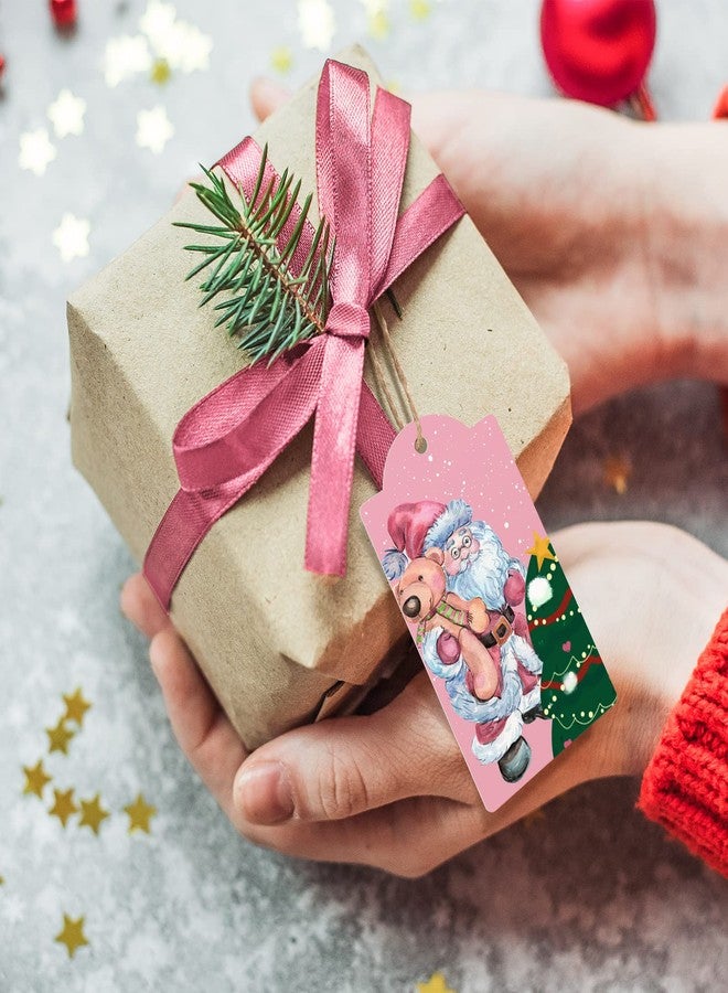 Lincia 120 Pcs Pink Christmas Tag Winter Paper Gift Tags Christmas Hanging Tags Labels with String for Holiday Party Wrapping Xmas Decor, 10 Styles(Fresh Style) - Image 4